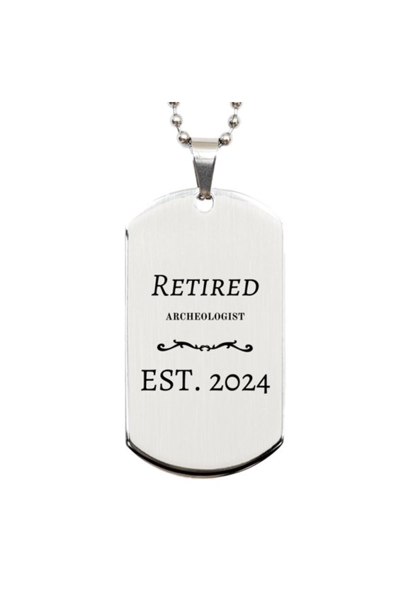 Archaeologist Retirement Gift Engraved Silver Dog Tag for Veterans Day and Graduation