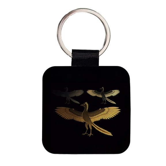 Archaeopteryx Sketch Dinosaurs Faux Leather Square Keychain
