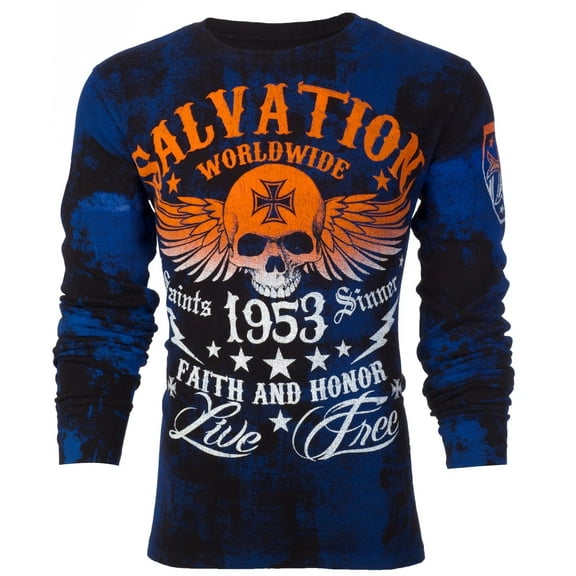 Archaic By Affliction Men's Thermal Shirt Black Tide