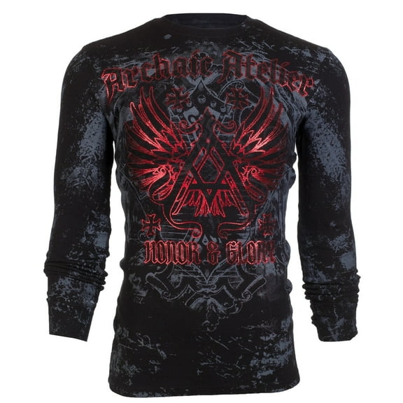 Archaic By Affliction Mens Long Sleeve Thermal  Shirt ACHILLES Crewneck