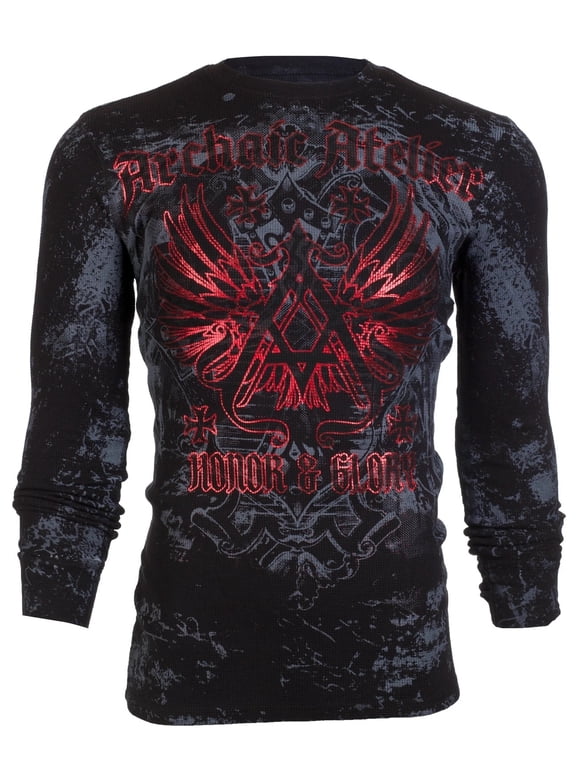 By Affliction Mens Long Sleeve Thermal Shirt ACHILLES Crewneck