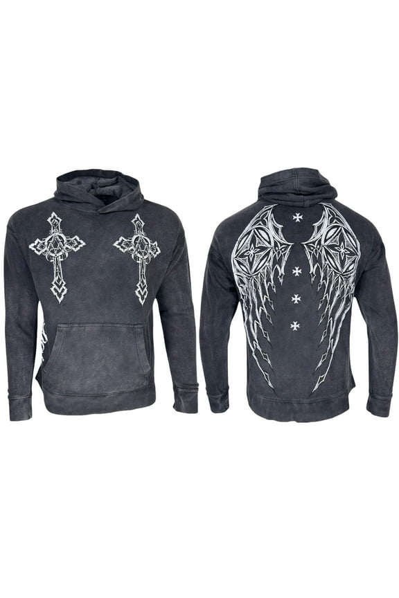 By Affliction Unisex Oversized Boxy Pullover Hoodie Stone Ranger