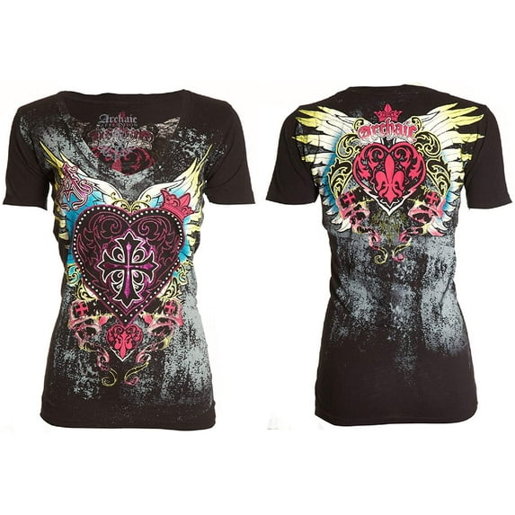 Archaic By Affliction Women's T-Shirt DARLING V-neck