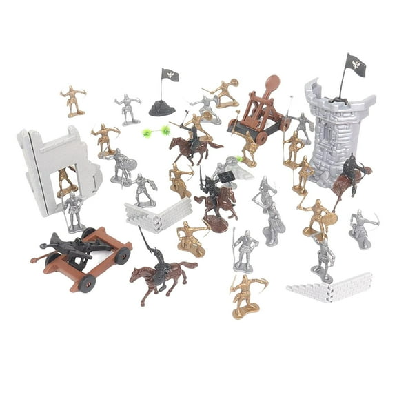 Archaic Soldiers with Catapults Vehicle, Ballista, Horses, Cavalry Castle Building for Gifts