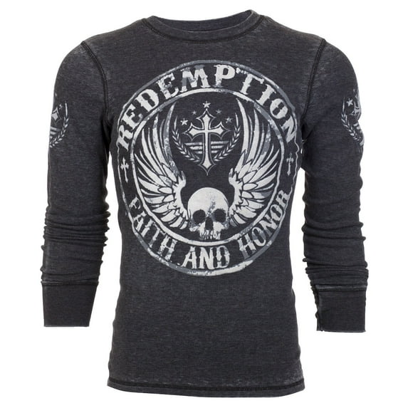 Archaic by Affliction Men's Thermal Shirt Crossed Death