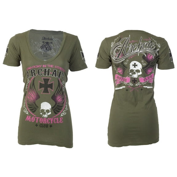 Archaic by Affliction Women's T-shirt Love Skull