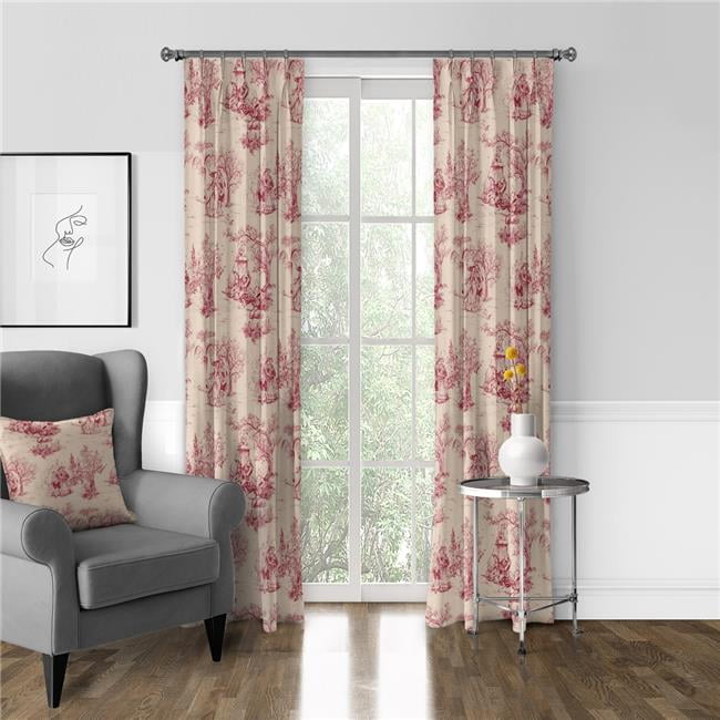 Archamps Red Cotton Pleated Drapery Panels, 20 x 144 in, Set of 2