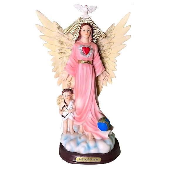 Archangel Chamuel Samuel Santo San Statue 12 Inch - Handcrafted Resin Figurine - Religious Collectible Gift - Multi-Color