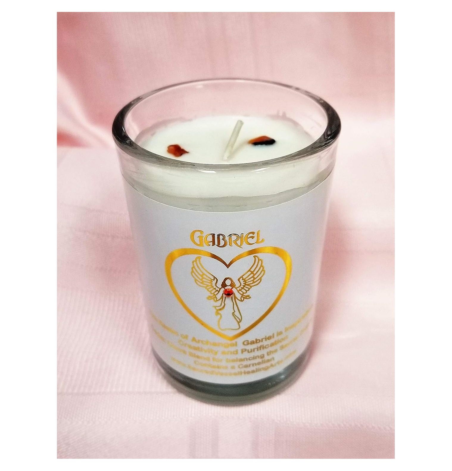 Archangel Gabriel 3x4" Jar Candle NonGMO Soy w/Gemstone