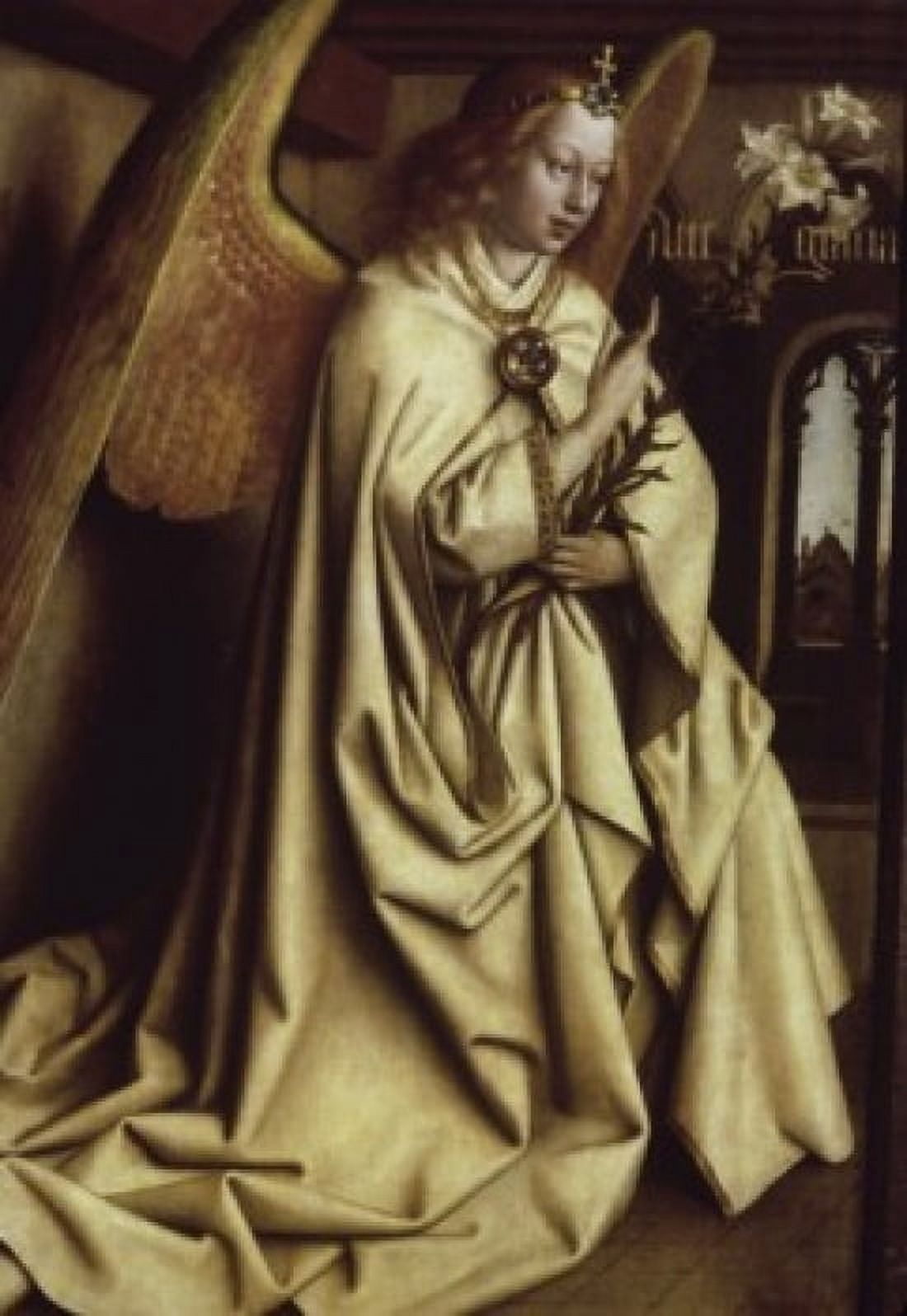 Archangel Gabriel (Ghent Altarpiece) ca 1432 Jan van Eyck (ca1390-1441Netherlandish) Oil on wood panel Cathedral of St Bavo Ghent Belgium Canvas Art - Jan van Eyck (24 x 36)