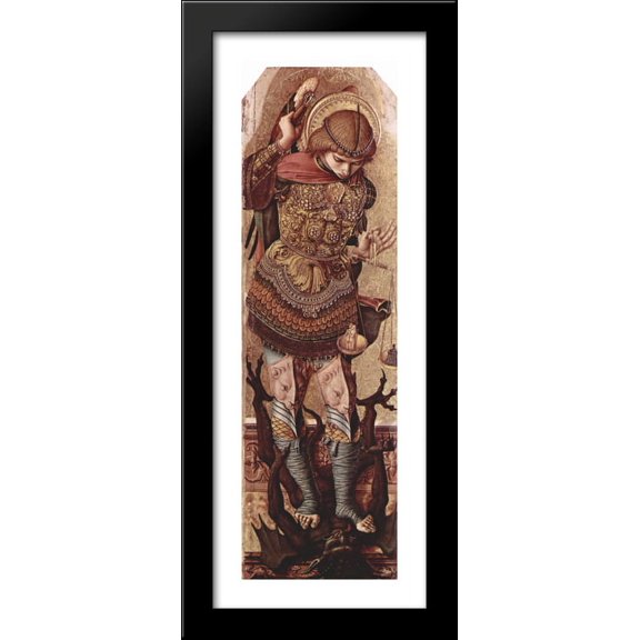 Archangel Michael 14x40 Large Black Wood Framed Print Art by Carlo Crivelli