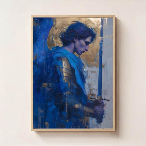 Archangel Michael Art Print Spiritual Angelic Protection Poster, Unframed Canvas 8x10in