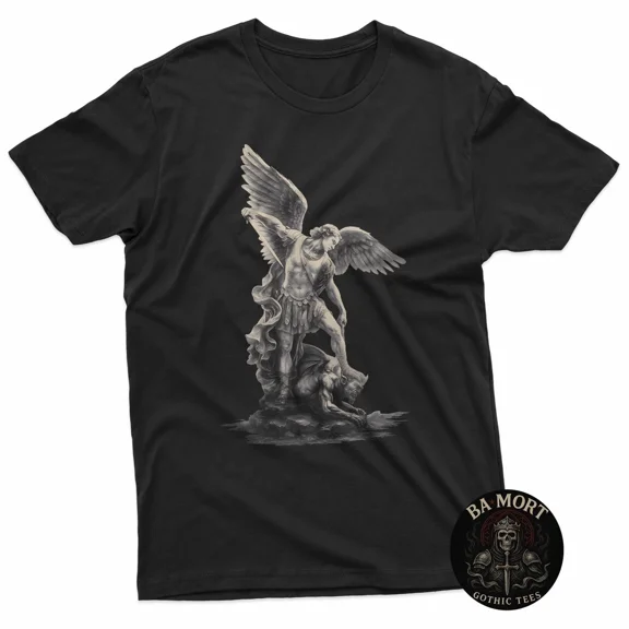 Archangel Michael Faith Streetwear Tee with Bold Spiritual Art, for men and women up to 5XL