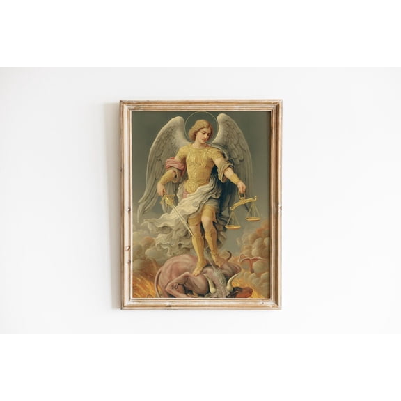 Archangel Michael Saint Michael Decor Poster, Unframed Paper Poster 8x10in