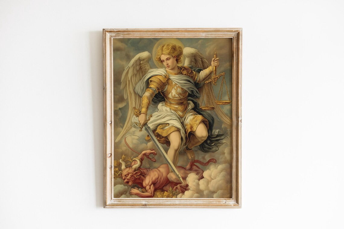 Archangel Michael Saint Michael Wall Art Poster, Unframed Paper Poster ...