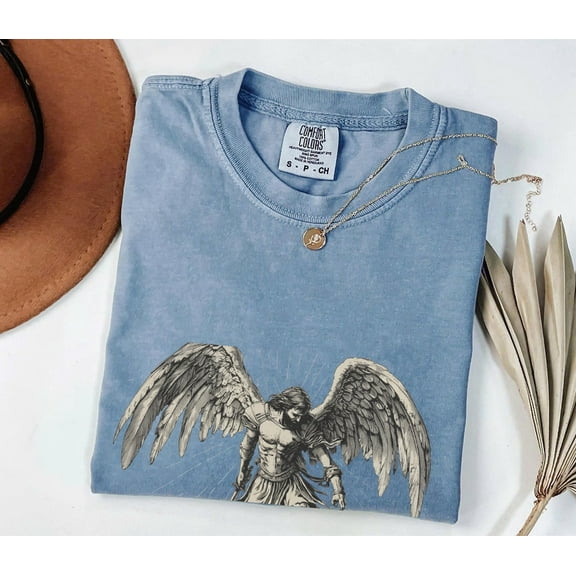 Archangel Michael Shirt Christian Streetwear | Faith Graphic Tee Catholic Gift for Him or Her | Religious Comfort Colors Church Apparel