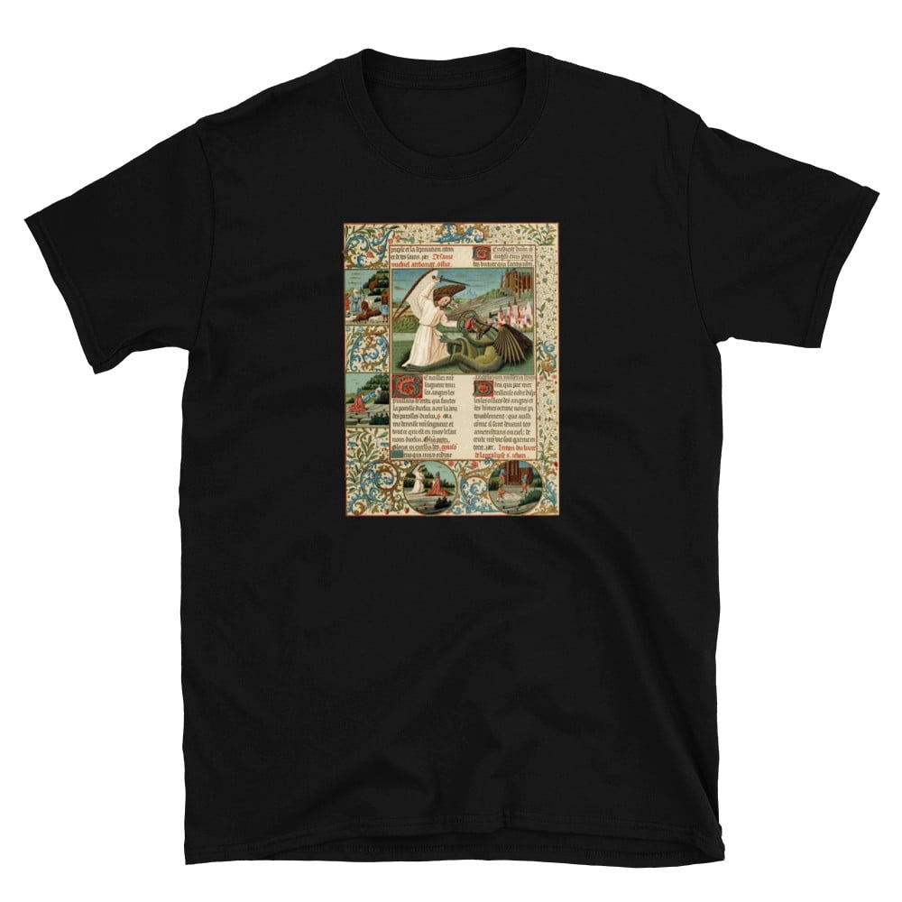 Archangel Michael Slaying the Dragon Medieval Illuminated Manuscript T ...
