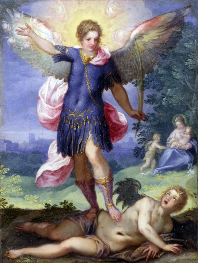 Archangel Michael Tramples The Devil Canvas Art - (24 x 36)