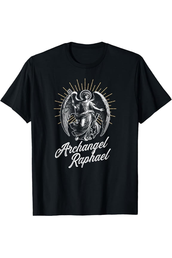 Archangel Raphael Divine Protection Vintage Christian Art T-Shirt