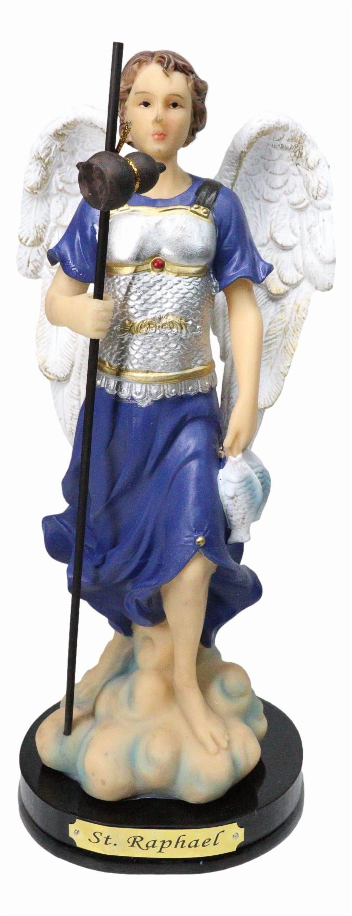 Saint Raphael Staff Archangel Saint Raphael Holding Staff And Fish Statue With Name Base 8 ...