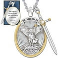 thumbnail image 1 of Archangel St. Michael Catholic Patron Steel Pendant Necklace Jewelry Divine Sword Senhield Protection l Divine Shield Protection Necklace Viking Necklace Gift for Men and Women-1PC, 1 of 8