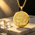 Prot Gold Archangel St. Michael Protect Us Medallion Pendant Necklace for Women ...