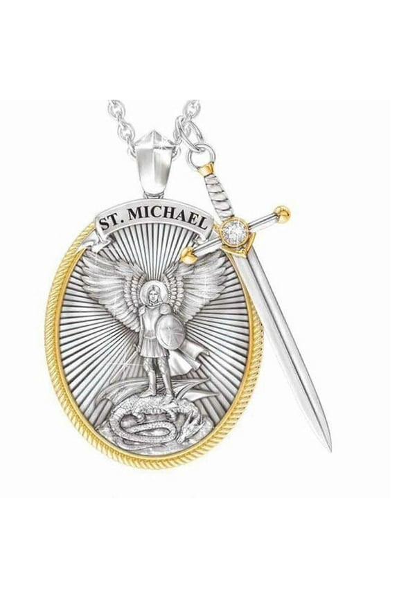Archangel St. Michael Steel Pendant | Amulet Saint Michael Jewelry Gift For Men