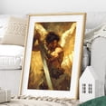 thumbnail image 1 of Archangel Warrior with Sword Wall Art Vintage Angel Decor, Unframed Canvas Size 8x12, 1 of 4