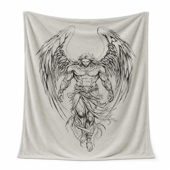 Archangel Wings Fleece Blanket, Faith-Inspired Guardian Throw, 280 GSM Polyester
