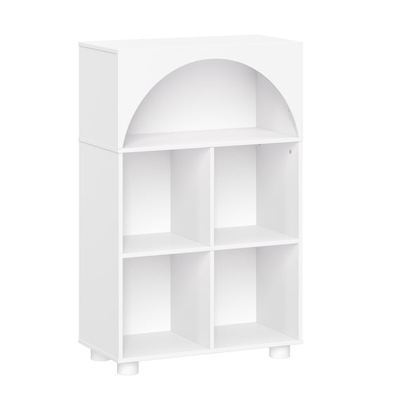 RiverRidge Arched 23in 4-Cubby Entryway Bookshelf and Shoe Storage Organizer - White