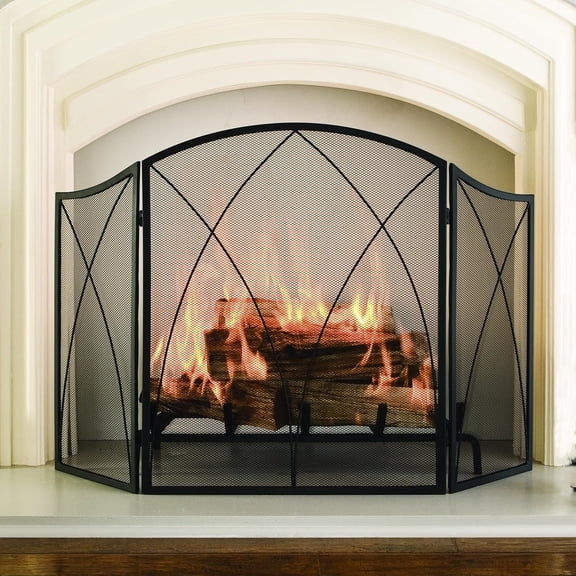 Arched 3-Panel Victorian Gothic Fireplace Screen