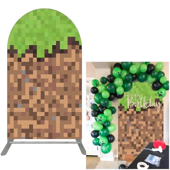 Arched Backdrop 4x7ft Mosaic Arch Wall Covers Stretchy Photography Background for Game Party Decorations Baby Birthday Banner Parties Props A101