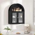 thumbnail image 1 of Arched Bathroom Cabinet, Wall Mounted Bathroom Cabinet with Tempered Glass Doors and Adjustable Shelf, for Kitchen, Living Room, Laundry Room, Restroom, Black, 1 of 18