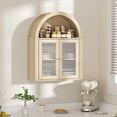 thumbnail image 1 of Arched Bathroom Cabinet, Wall Mounted Bathroom Cabinet with Tempered Glass Doors and Adjustable Shelf, for Kitchen, Living Room, Laundry Room, Restroom, Oak, 1 of 18