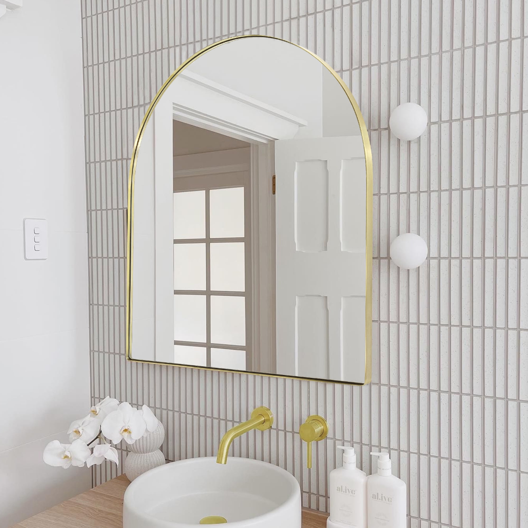 Arched Bathroom Vanity Wall Mirror Metal Frame 30 x 34"