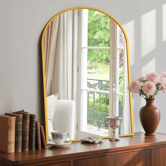 Arched Bathroom Wall Mirror, Rust-Resistant Metal Frame Vanity Mirror with HD Explosion-Proof Glass for Bedroom, Entryway and Living Room