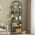 thumbnail image 1 of Arched Bookshelf 5 Tier Book Shelf, Industrial Arch Bookcase, Metal Frame, Curved Tall Bookshelf with Open Shelves for Home Office, Living Room, Bedroom, 1 of 9