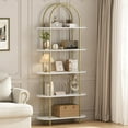 thumbnail image 1 of Arched Bookshelf 5 Tier Book Shelf, Industrial Arch Bookcase, Metal Frame, Curved Tall Bookshelf with Open Shelves for Home Office, Living Room, Bedroom, 1 of 9