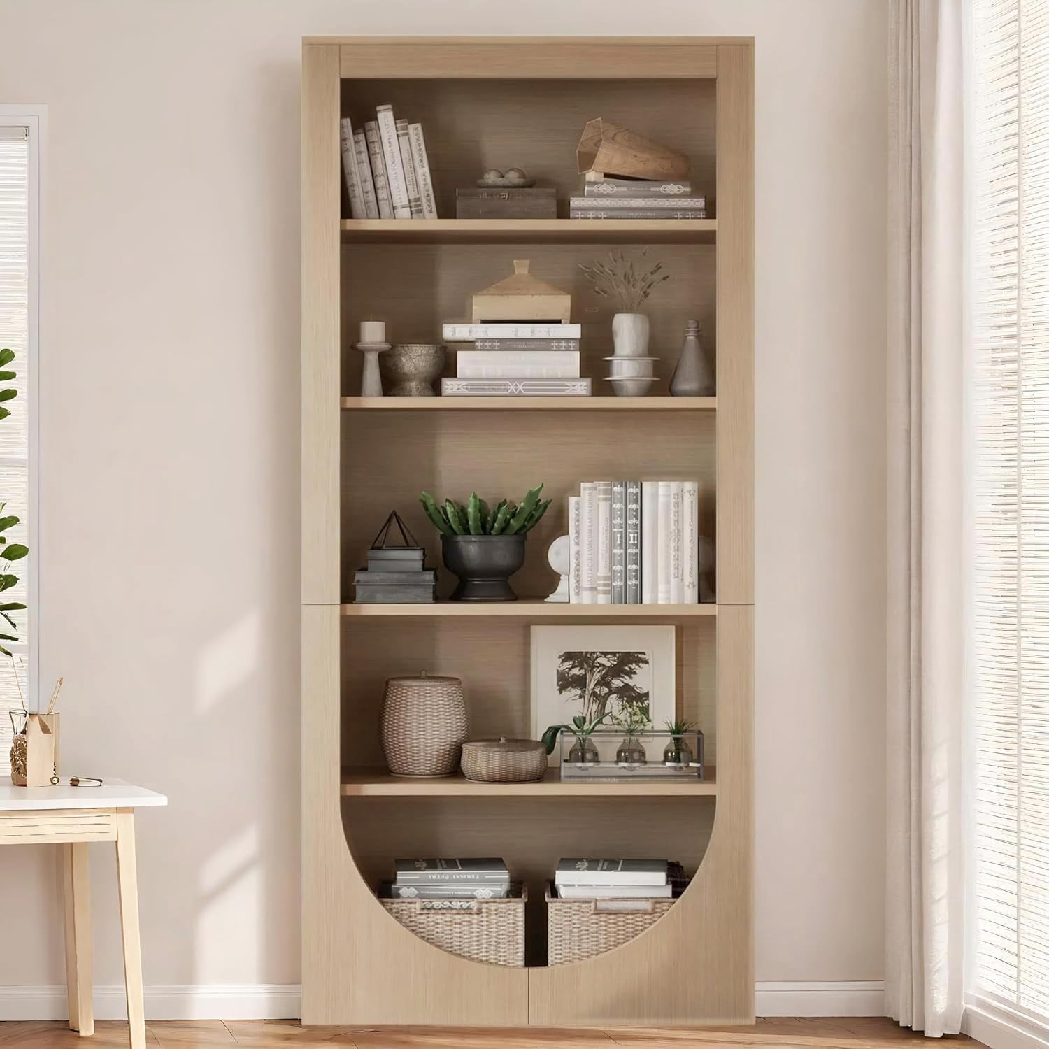 Arched Bookshelf, 71" Tall Arch Bookcase with Storage, 6Tier Modern — free download