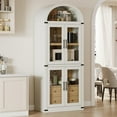 thumbnail image 1 of Arched Bookshelf with Doors and Drawers Farmhouse Bookcase 15.83in Depth Display Storage Shelves 71.4in Tall Wooden Display Cabinet Rounded Bookcases for Living Room, Kitchen, Office, 1 of 7