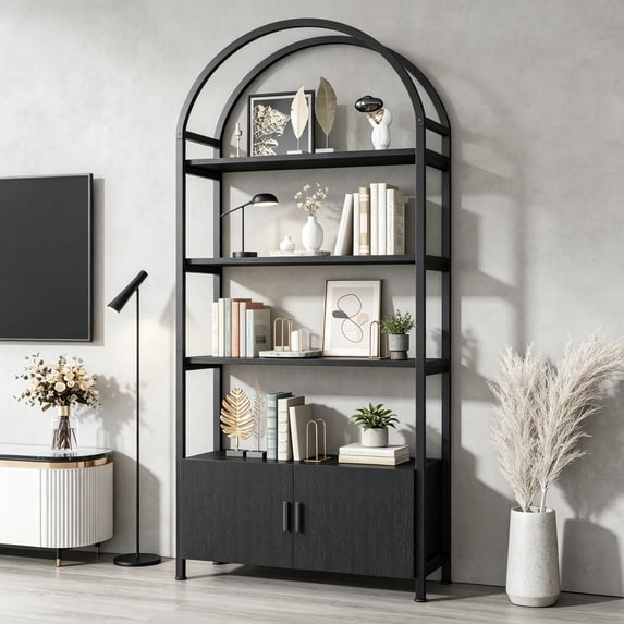Arched Bookshelf with Drawers, 71