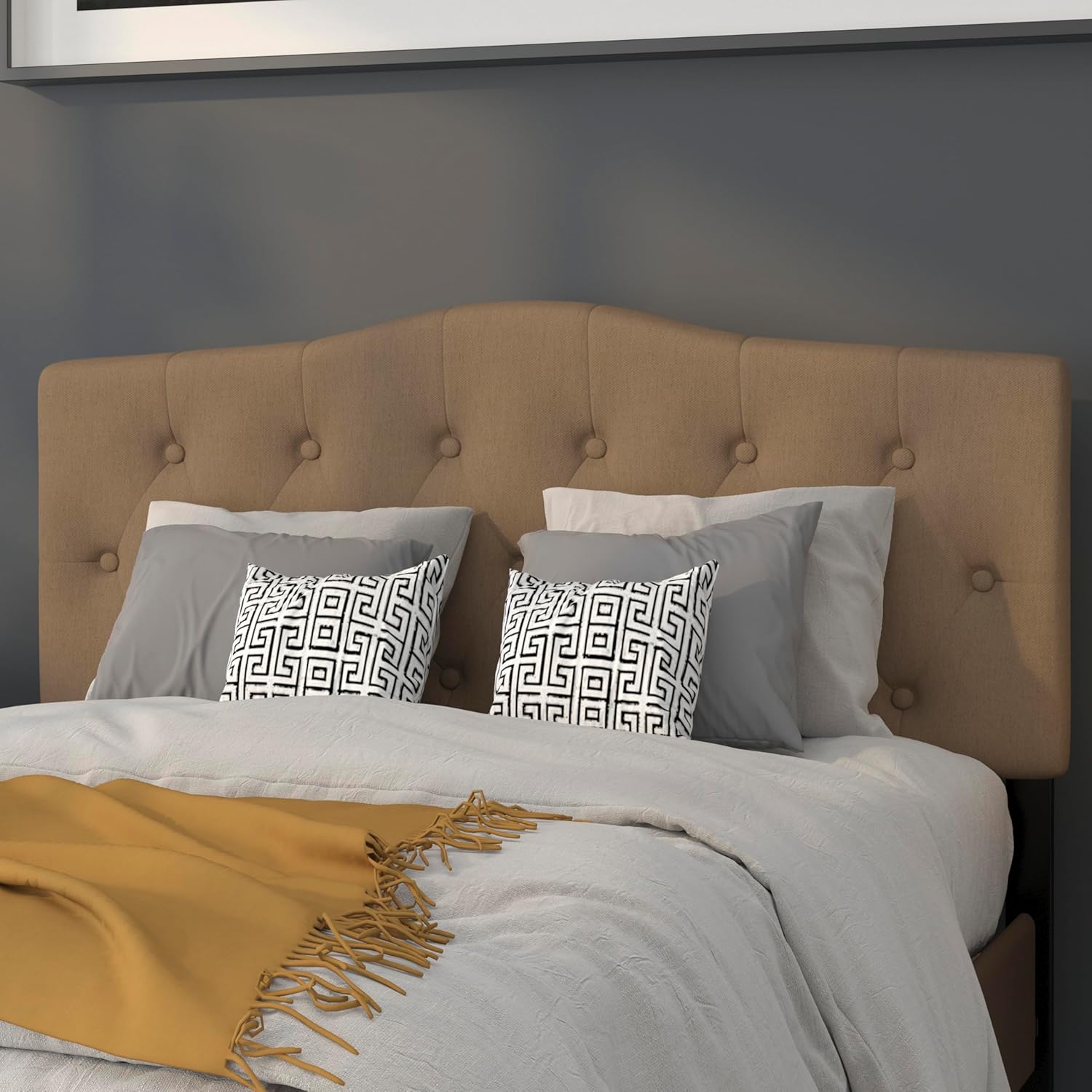 Arched Button Tufted Full Size Headboard in Dark Brown Fabric - Walmart.com
