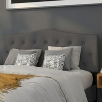 Arched Button Tufted Queen Size Headboard in Dark Gray Fabric