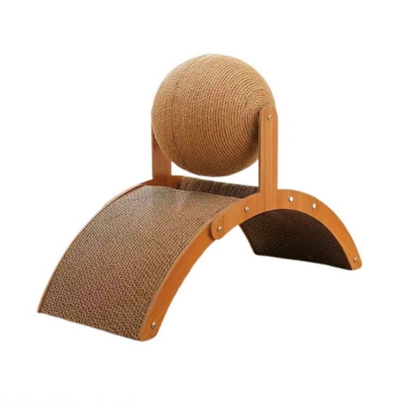 Arched Cat Scratcher, Interactive Cat Scratch Toy with Sisal Ball and Wooden Base for Indoor Cats, Furniture Protector