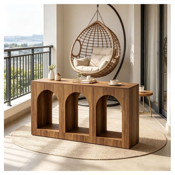 Arched Console Table 70.8 Inch, Entryway Table with 3 Shelves, Living Room Sofa Table, Hallway Furniture, Modern Farmhouse Decor