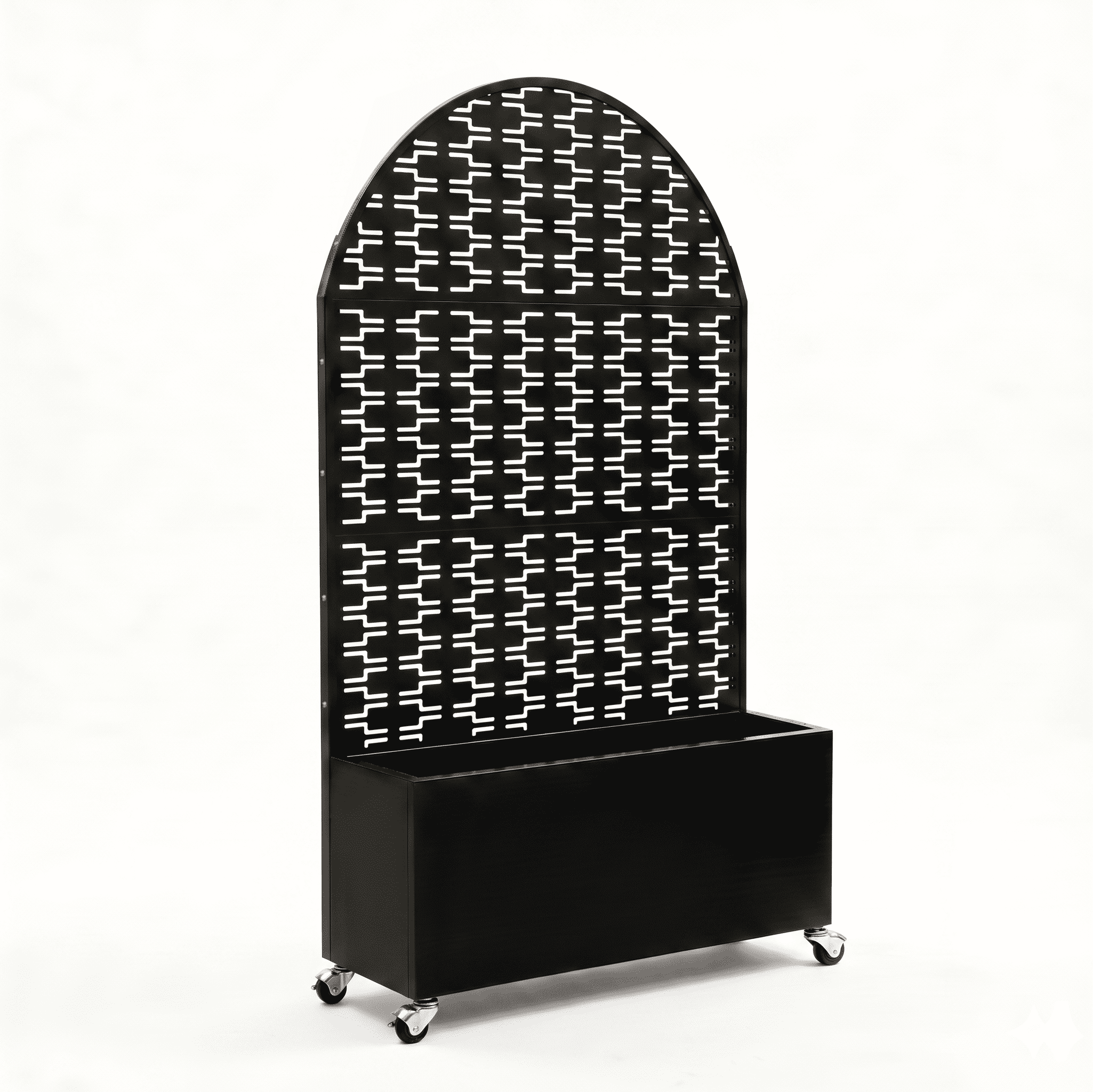Arched Decorative Privacy Screen with Planter Box, 70.87" Tall Metal Freestanding Fence Planter, 46.8"×15.75"×16.92" Planter Box for Patio Balcony Backyard