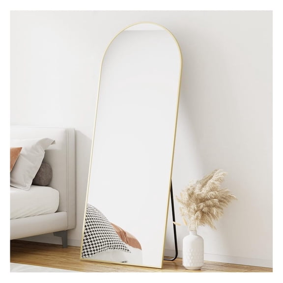 Arched Full Length Floor Mirror 64x21 Inch Aluminum Alloy Frame Resistant Glass Lean Against Wall Home Decor Bedroom Living Room Entryway Vanity