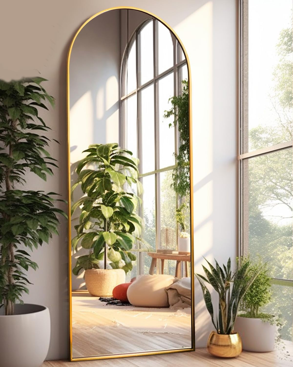 Gold Arched Full Length Mirror with Stand, 18" x 58"