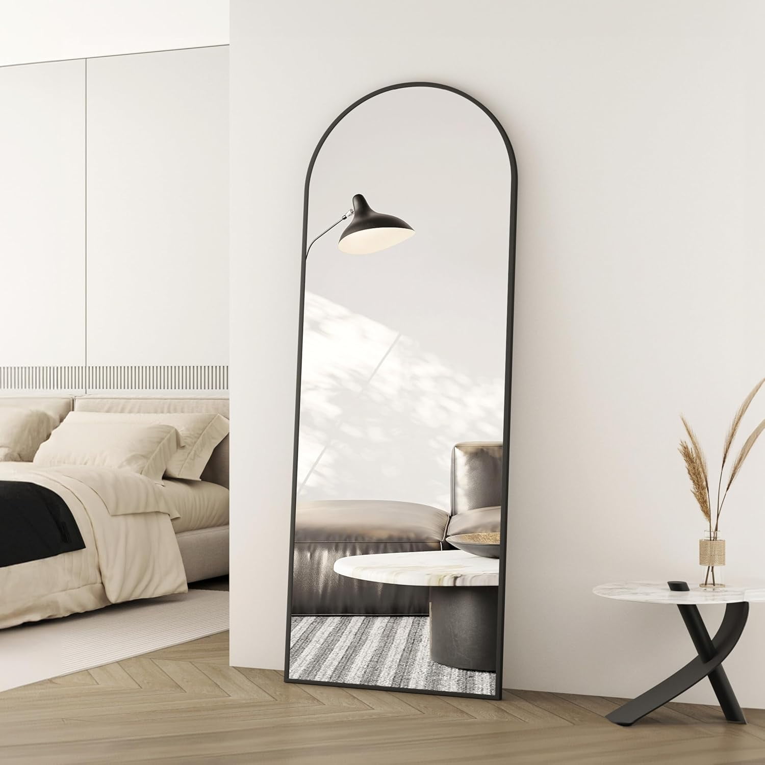 Arched Full Length Mirror, Floor Mirror with Stand, 59"x16" Large ...