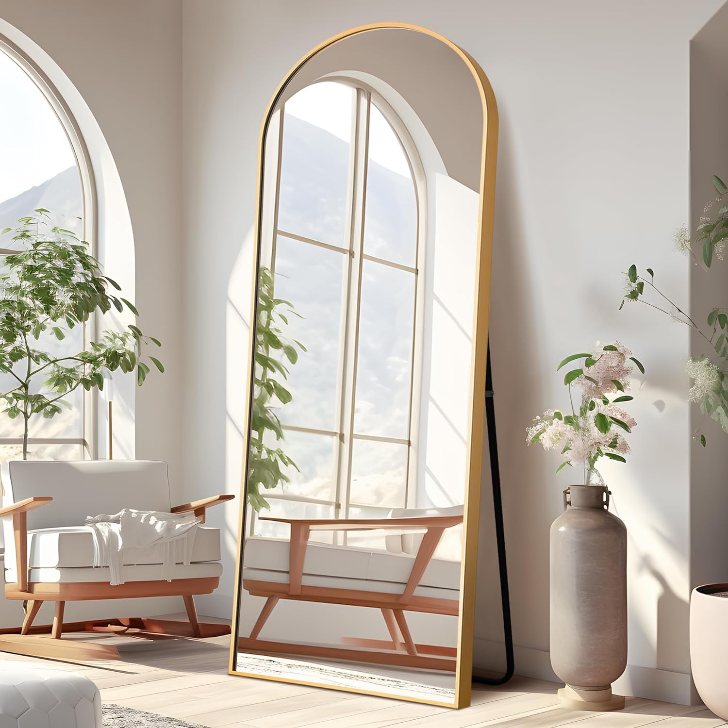 Arched Full Length Mirror Standing Hanging or Leaning Against Wall ...